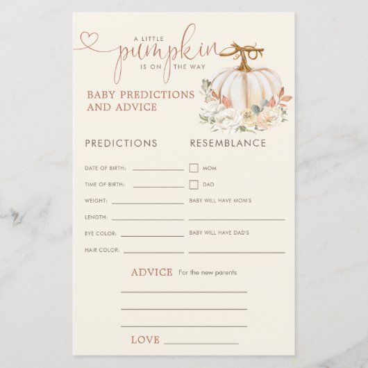 Kleine pompoen rustieke Baby voorspellingen advies (Voorkant)