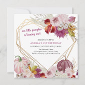 Kleine pompoen rustieke bloemen verjaardag uitnodi kaart (Voorkant)