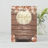 Kleine Pompoen Rustieke Herfst Baby Shower Kaart (Staand voorkant)