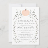 Kleine pompoen rustieke meisje's eerste verjaardag kaart (Voorkant)