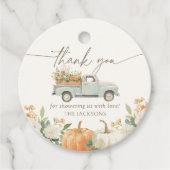 Kleine pompoen Rustische Herfst Baby shower Bedankjes Labels (Voorkant)