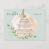 Kleine pompoen sage Baby shower Aankondigingskaart (Voorkant)