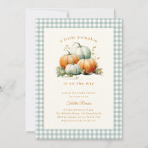 Kleine Pompoen Salie Groen Gingham Herfst Baby Sho