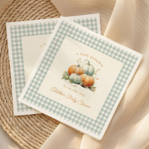 Kleine Pompoen Salie Groen Gingham Herfst Baby Sho Servet