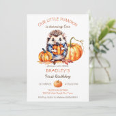 Kleine pompoen schattige egel pompoenen verjaardag kaart (Staand voorkant)