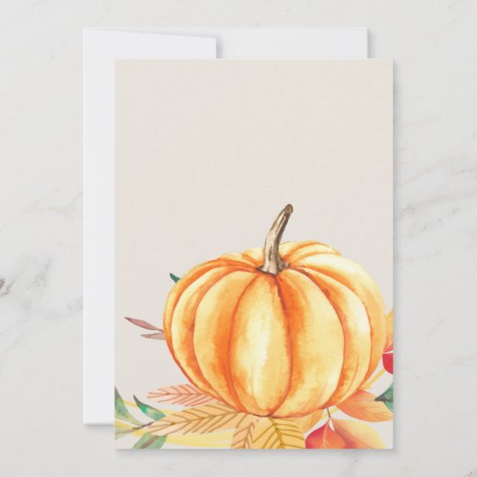 Kleine pompoen Sinaasappel Baby shower val bladere Kaart (Achterkant)