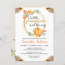 Kleine pompoen Sinaasappel Baby shower val bladere