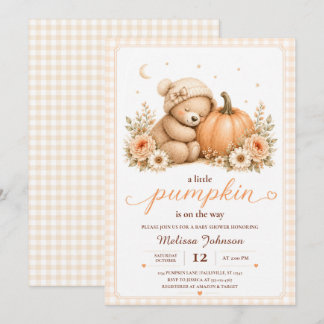 Kleine Pompoen Slaap Teddy Baby Shower Kaart
