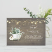 Kleine Pompoen Succulenten Rustieke Herfst Baby sh Kaart (Staand voorkant)