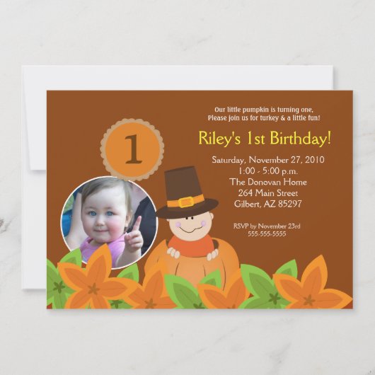 Kleine pompoen Thanksgiving 5x7 Foto Birthday Kaart (Voorkant)