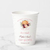 Kleine pompoen thanksgiving baby shower voor meisj papieren bekers (Achterkant)