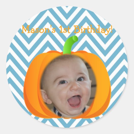 Kleine pompoen thema 1e verjaardag Sticker (Voorkant)