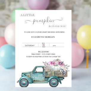 Kleine Pompoen Truck,Gestippelde Baby Shower Kaart