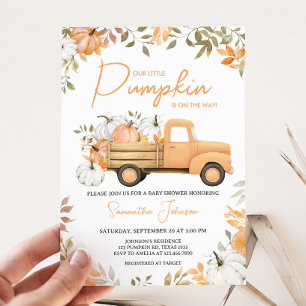 Kleine Pompoen Truck Herfst Baby Shower Kaart