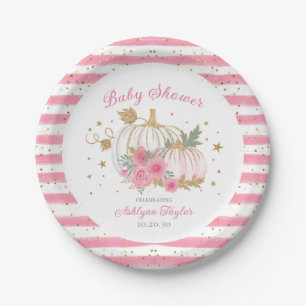 Kleine Pompoen Tweeling Meisje Baby Shower Papieren Bordje