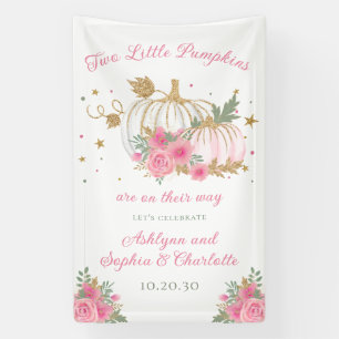 Kleine Pompoen Tweeling Meisje Baby Shower  Spandoek