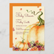 Kleine pompoen, valbladeren baby shower