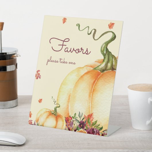 Kleine pompoen, valbladeren Favor Reclamebord Met Voetstuk (Insitu)