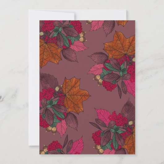 Kleine pompoen vallen bladeren en bessen verjaarda kaart (Achterkant)