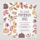 Kleine Pompoen Verjaardag, Herfst 1e Verjaardag Kaart (Voorkant / Achterkant)