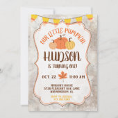 Kleine Pompoen Verjaardagsfeestuitnodiging Kaart (Voorkant)