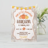 Kleine Pompoen Verjaardagsfeestuitnodiging Kaart (Staand voorkant)