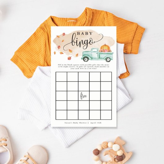 Kleine Pompoen Vrachtwagen Baby Bingo Papier Spel  Flyer