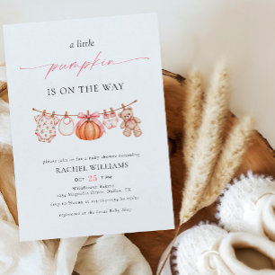 Kleine Pompoen Waslijn Herfst Meisje Baby Shower Kaart