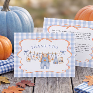 Kleine Pompoen Waslijn Jongen Baby Shower Bedankkaart