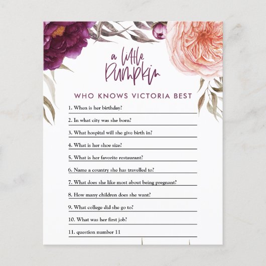 Kleine pompoen waterverf baby shower flyer (Voorkant)