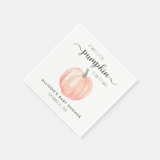Kleine Pompoen Waterverf Baby shower Servet (Hoek)