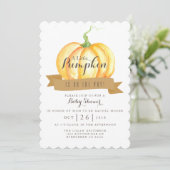 Kleine pompoen | WATERVERF | Baby shower uitnodige Kaart (Staand voorkant)