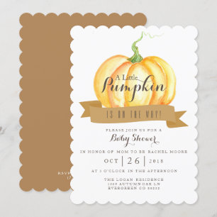 Kleine pompoen   WATERVERF   Baby shower uitnodige Kaart