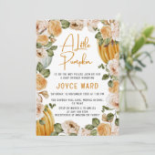 Kleine Pompoen Waterverf Bloemen Herfst Baby showe Kaart (Staand voorkant)