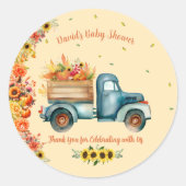 Kleine Pompoen Waterverf  Bloemwagen Ronde Sticker (Voorkant)