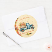 Kleine Pompoen Waterverf  Bloemwagen Ronde Sticker (Envelop)