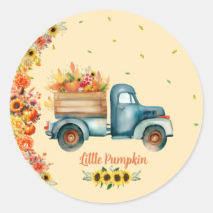 Kleine Pompoen Waterverf Bloemwagen Ronde Sticker