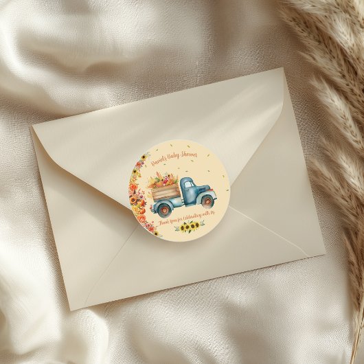 Kleine Pompoen Waterverf  Bloemwagen Ronde Sticker