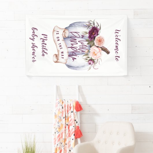 Kleine pompoen waterverf herfst baby shower spandoek (Insitu)