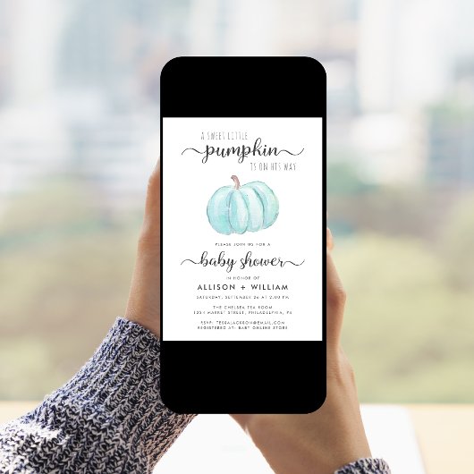 Kleine pompoen Waterverf Koppels Baby Jongen Douch Kaart