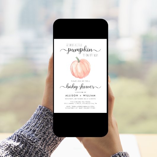 Kleine Pompoen Waterverf Koppels Baby shower Kaart