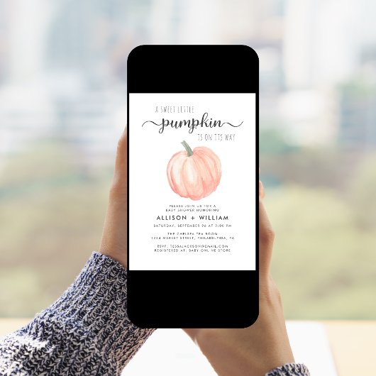 Kleine Pompoen Waterverf Koppels Baby shower Kaart