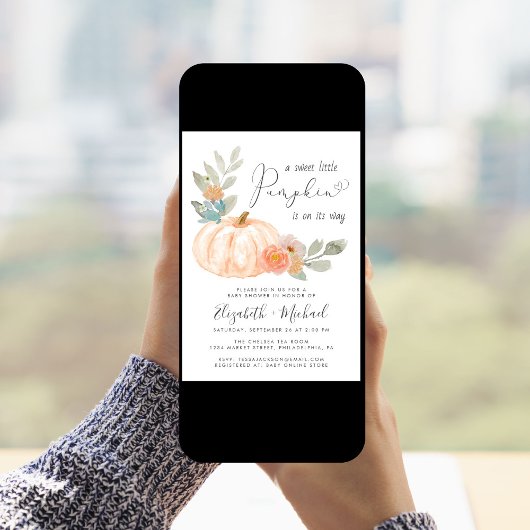 Kleine Pompoen Waterverf Koppels Baby shower Kaart