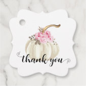 Kleine pompoen Waterverf Roze Floral Hartelijk dan Bedankjes Labels (Voorkant)