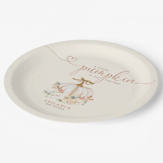 Kleine Pompoen Waterverf Rustiek Baby shower Papieren Bordje (Gekanteld)