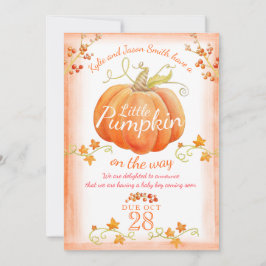 Kleine pompoen waterverf zwangerschapsaankondiging aankondiging