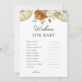 Kleine pompoen wenst voor Baby shower spel Kaart