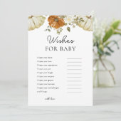 Kleine pompoen wenst voor Baby shower spel Kaart (Staand voorkant)
