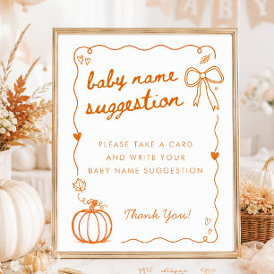 Kleine Pompoen Whimsicale Baby Naam Suggestie Bord Poster