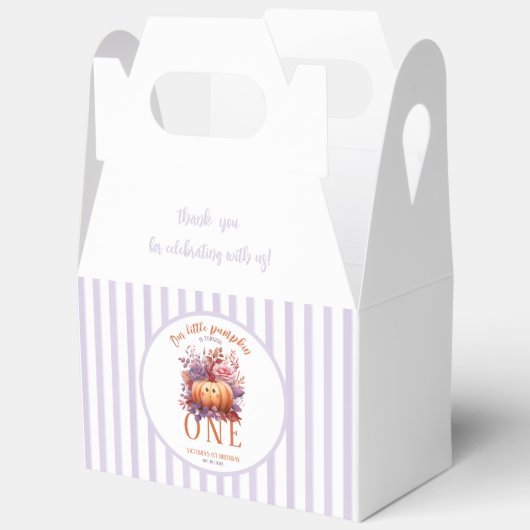 Kleine pompoen wordt een 1e verjaardag bedankdoosjes (Open)